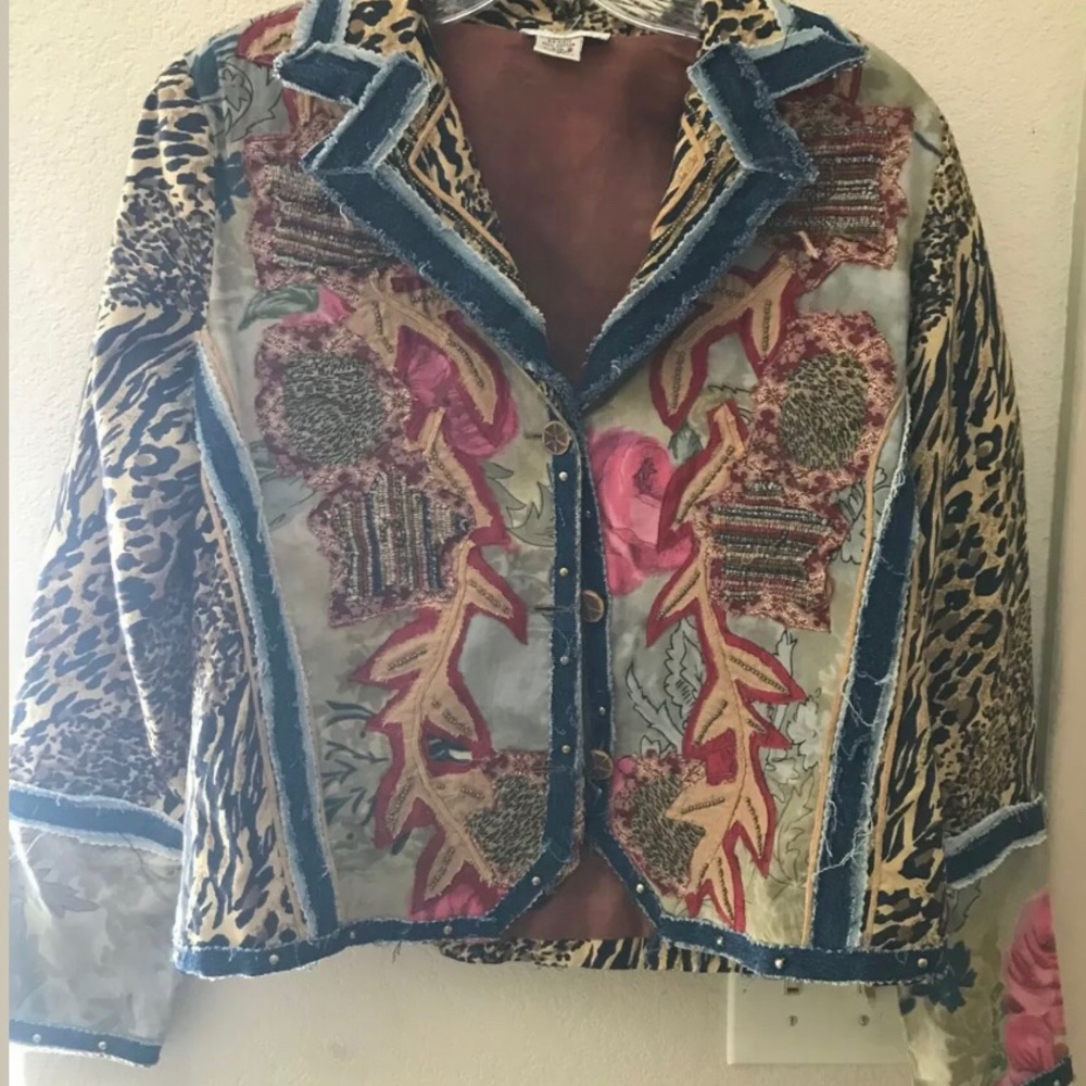 Sandy Starkman Boho Patchwork Wearable Art SM NWOT